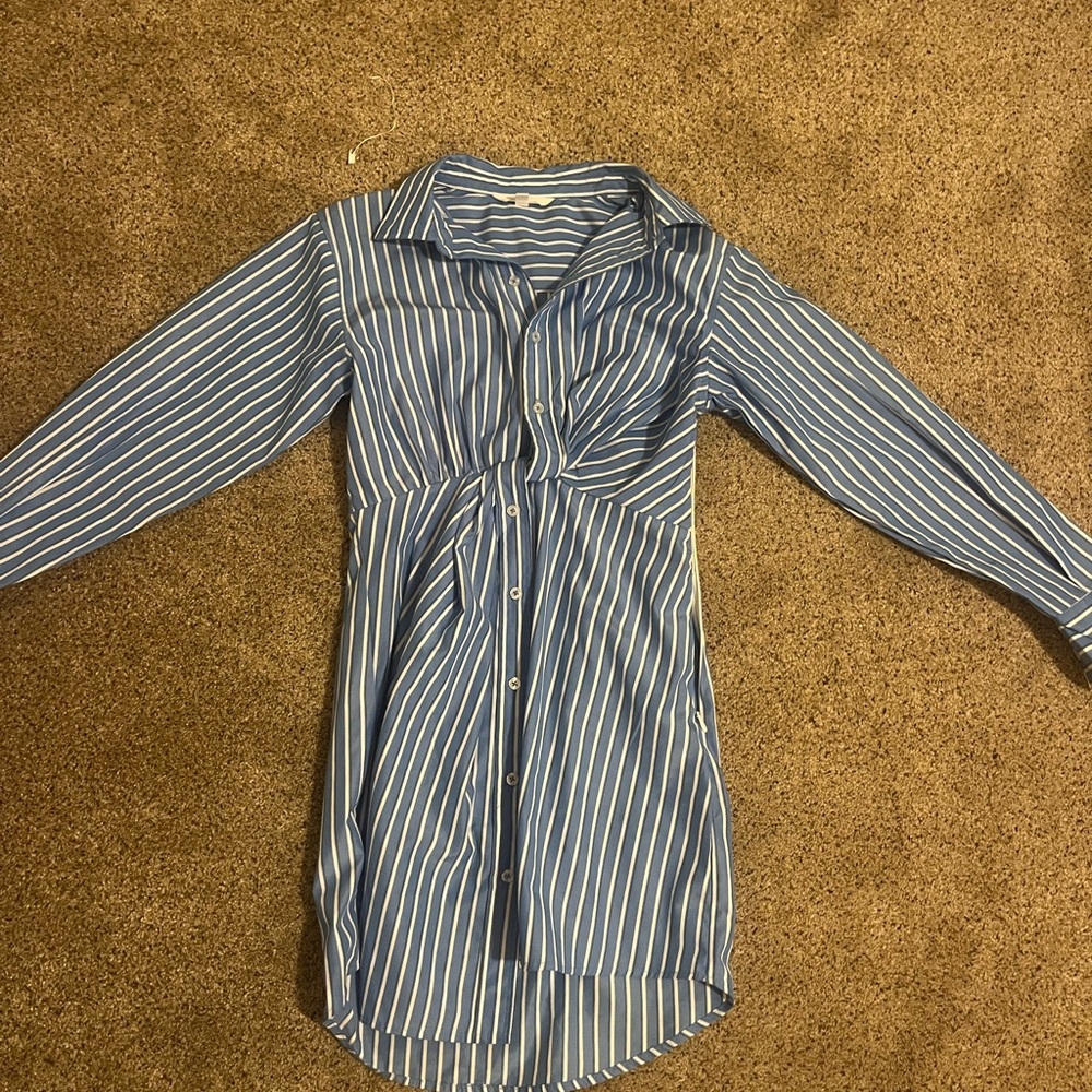 Steve Madden Light Blue and White Striped Shirt